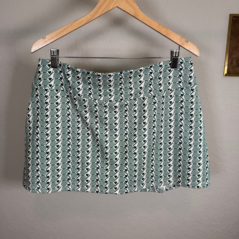 Daily Practice Tennis Skort Green White‎ Tennis Ball Heart Print Women's XL